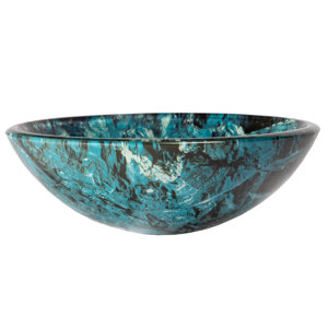 Caribbean Wave Blue Glass Bathroom Vessel Sink - View #2